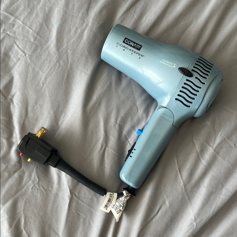 Conair Light Blue Hair Dryer with Retractable Cord